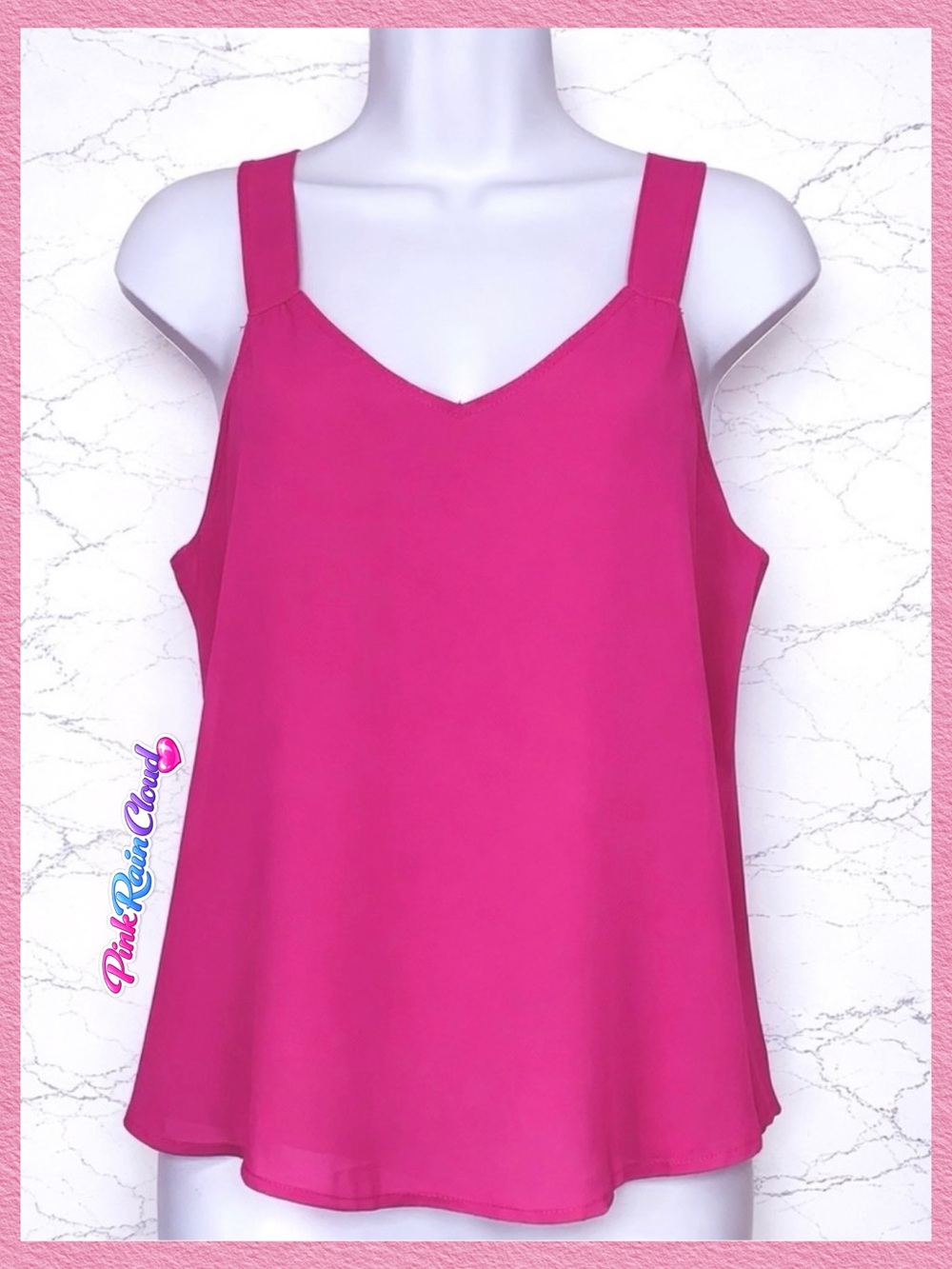 NYC Design Co Pink Y2K Tank Top Women Medium Semi Sheer V-Neck